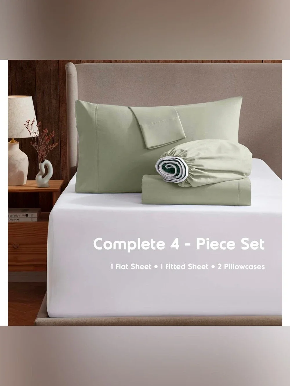 Queen Size Luxury Olive Green Sheet Set